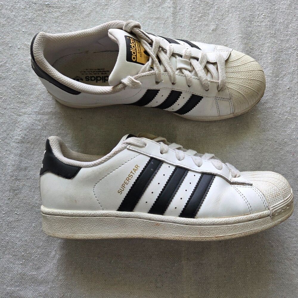 Adidas Superstar Originals White Black Leather Men's Sneakers Shoes Size 6